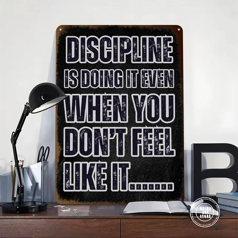 Discipline Motivational Quote Tinplate Posters Customizable Wall Art Retro Vintage Metal Signs for Home Room Bathroom Decor the
