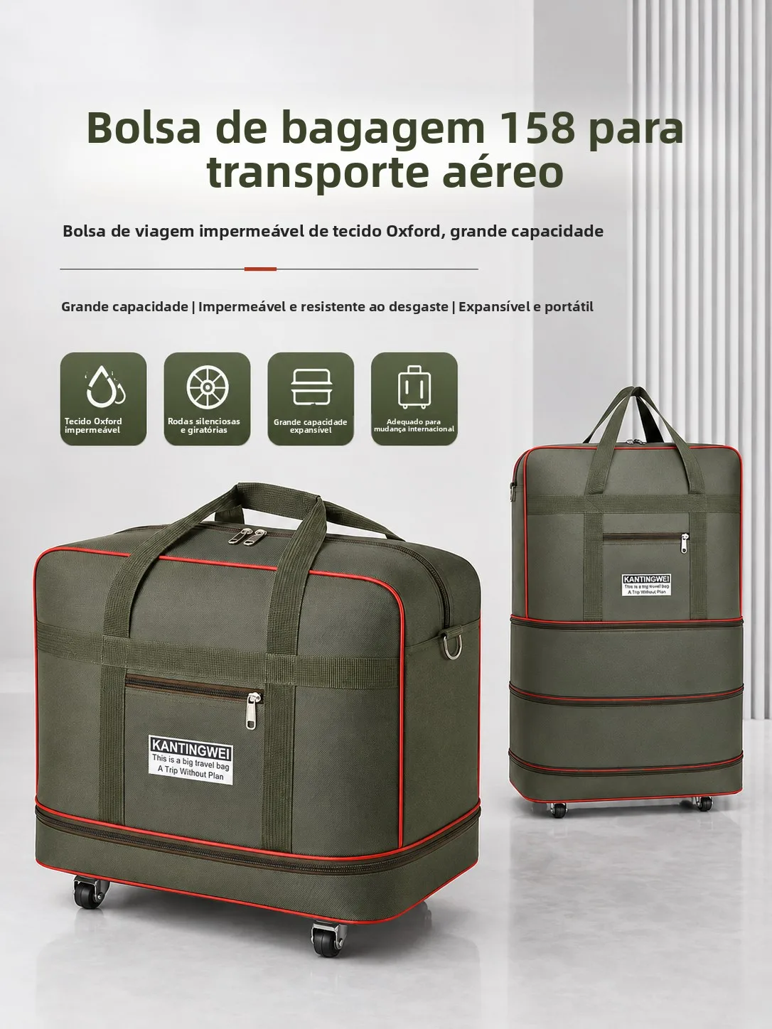 防水オックスフォード布製荷物バッグ-大容量旅行バッグ-海外移住や旅行用の航空会社チェックインバッグ