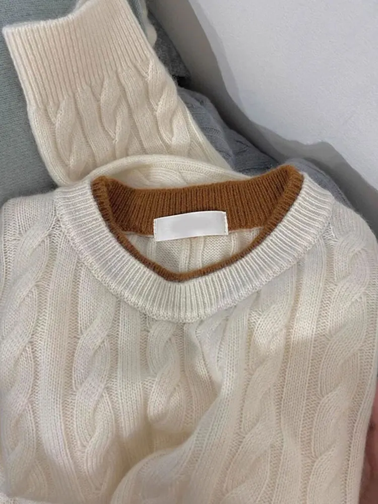 Chic Comfortable Long Sve Knitted Sweater Fake Two-Piece Casual Design Spring Autumn Winter Lazy Sle Faionable Twist