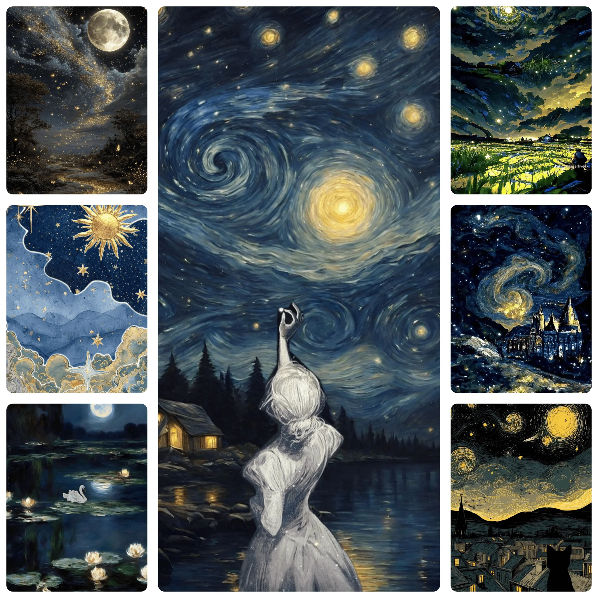 

Girl Reaching for the Stars in Van Gogh Style 500PCS Jigsaw Puzzle Educational Games Colorful Puzzles Gifts Home Decor
