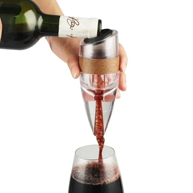 

Bevel Glass Wine Quick Decanter Wood Grain Wine Glass Quick Decanter Dividing Wine Decanter