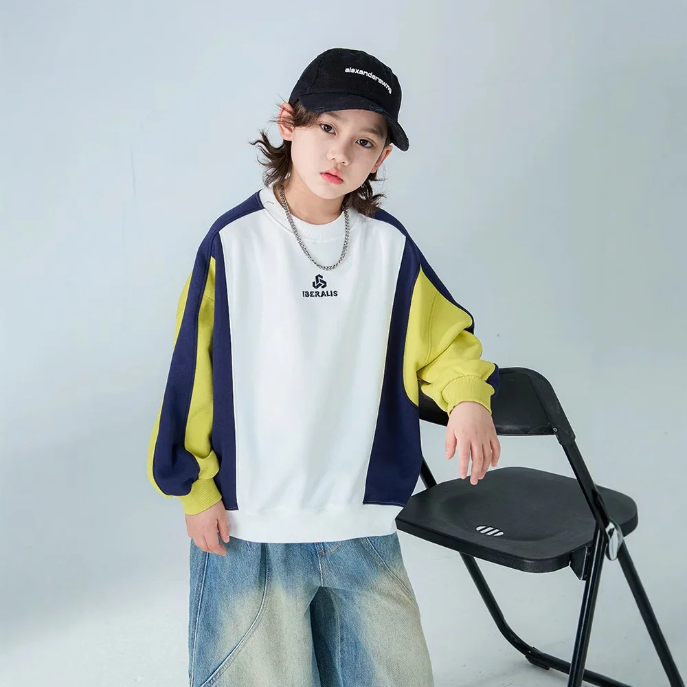 

2025 New Boys Sweatshirt Children's Autumn Top Big Boy Autumn Base Jacket Handsome