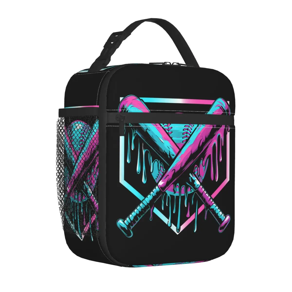 

Baseball Bat Ice Cream Watercolor Insulated Lunch Bag Food Container Portable Cooler Thermal Lunch Boxes For Travel