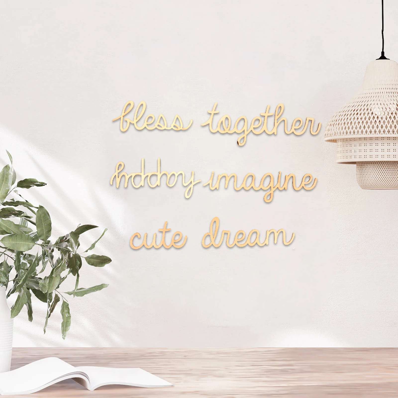 

6PCS Wooden Decorative Word Word Decoration Cutouts Crafts Mini Wood Decorative Letters Wall Art Sewing Supplies