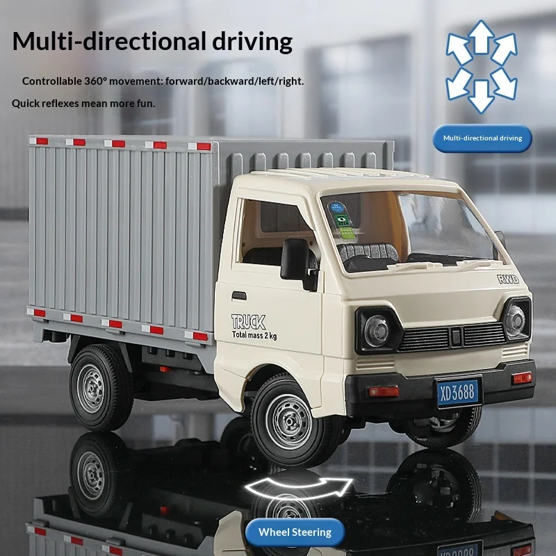 RC Truck 1:16 Scale Simulated City Transport Truck Spray Light Manual Open Door 2.4G Remote Control Rechargeable Kids Toy