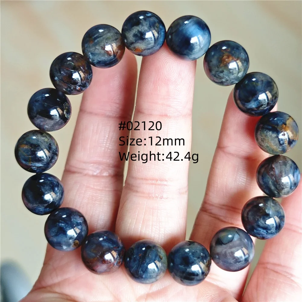 Natural Blue Pietersite Bracelet Women Men Beads Round Beads Chatoyant Cat Eye Fire Pietersite Namibia AAAAAA view 2