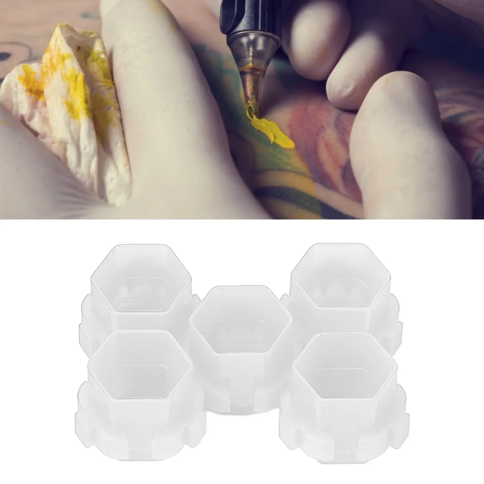 لمجموعة أكواب حبر الوشم، قاعدة ثابتة مقاومة للانسكاب، قابلة لإعادة الاستخدام لحامل صبغات الوشم لفناني الوشم