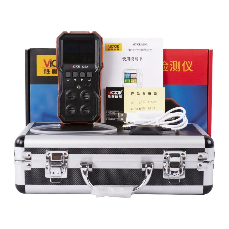 2025 heißer Verkauf VICTOR 829A Handheld Vier Gas CO O2 H2S LEL Gasdetektor Multigasdetektor