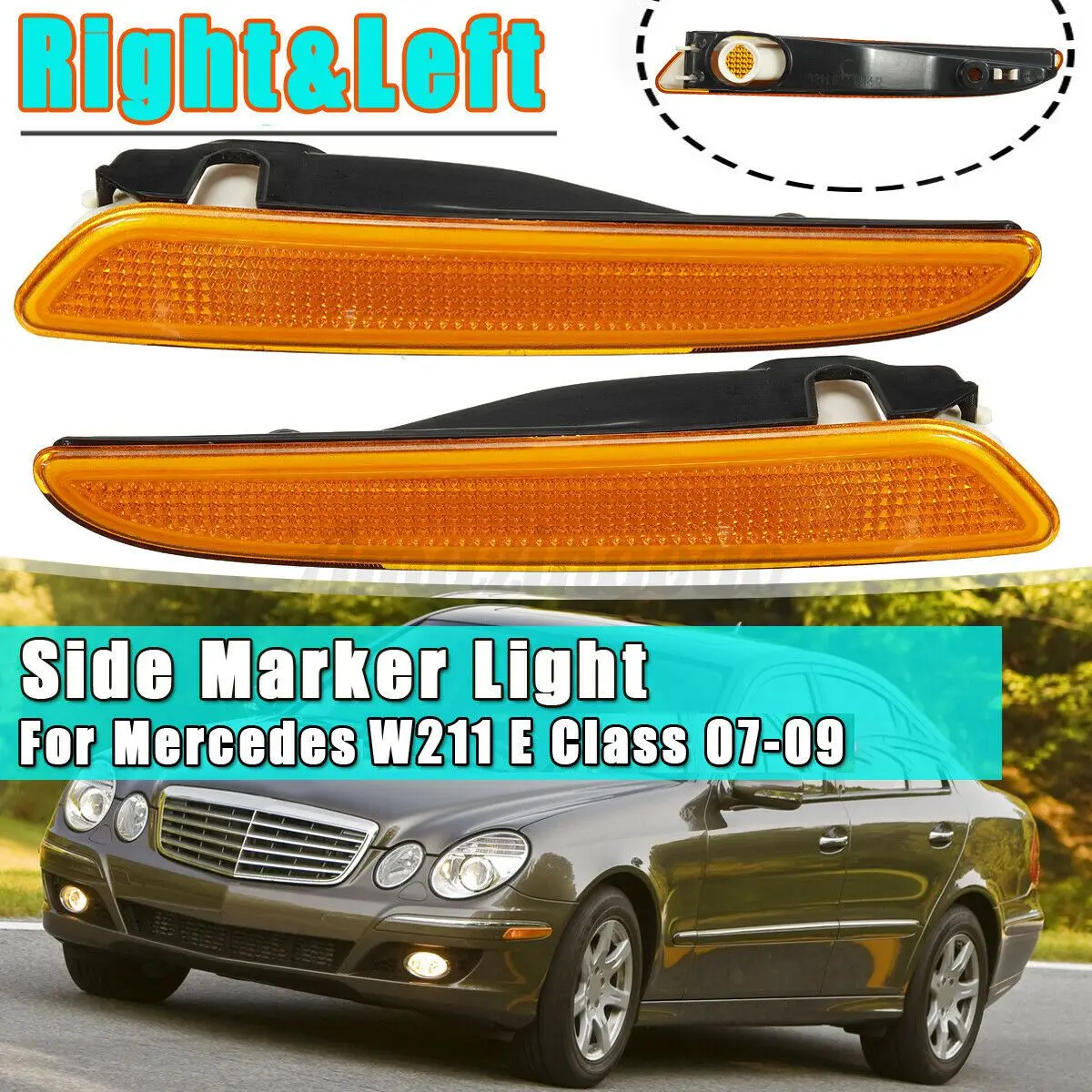 Pair Front Bumper Side Marker Light Turn Signal Lamp for Mercedes Benz W211 E-Class E320 E350 E550 E63 2007-2009