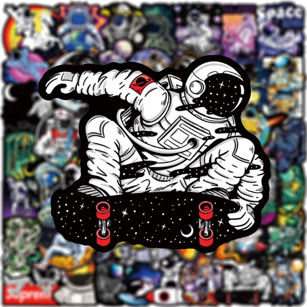 10/30/50pcs Outer Space Astronaut Graffiti Stickers Cute Cartoon Decals for Laptop Luggage Phone Sticker Kid Toy Gift