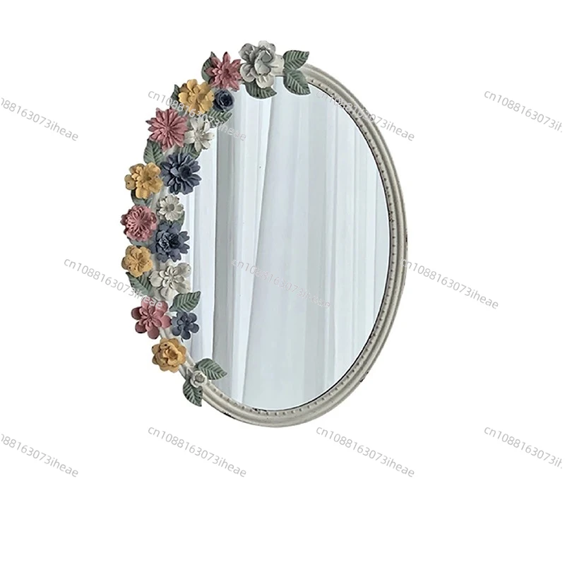 Vintage Forged Iron Floral Mirror, Decorative Wall Mirror for Rustic Home Decor