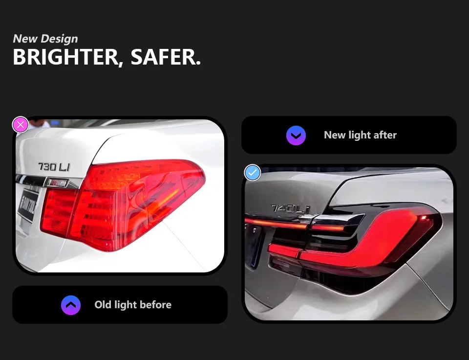 Suitable for  7 Series F02F01G12 Tail Light Assembly 15-18 Modified Through Integrated LED Rear Light