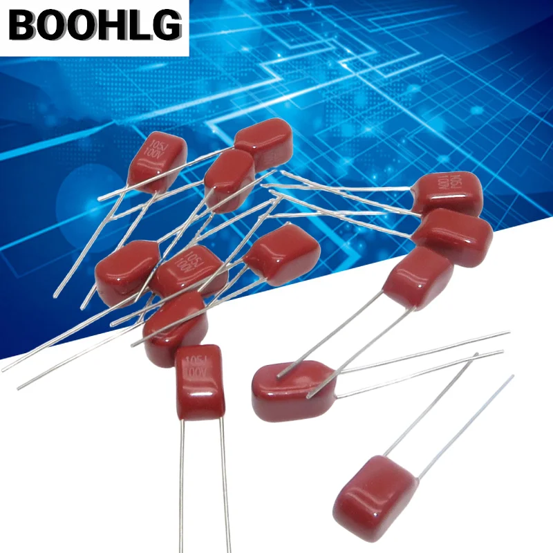 

100PCS CBB capacitor 100V 105 1UF 1000NF Pitch 5MM