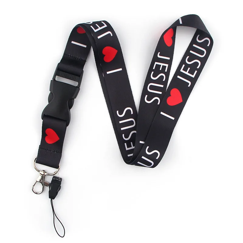 

I Love Jesus Safety Hanging Neck Strap Lanyard Mobile Phone ID Name Badge Holder Anti-Lost Clasp Rope Keychain Landyards