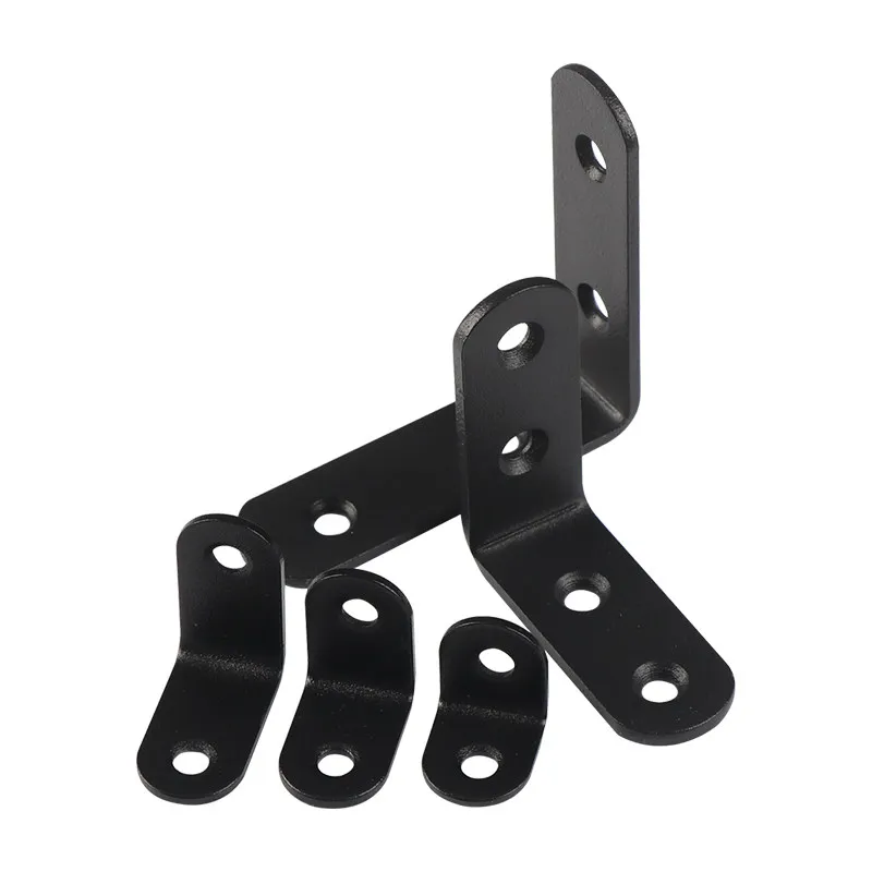 2Pcs Black Stainless Steel L Bracket (20/25/40/50~150mm) 90° Right Angle Corner Brace Joint Fastener for Wood Chair Bookshelf