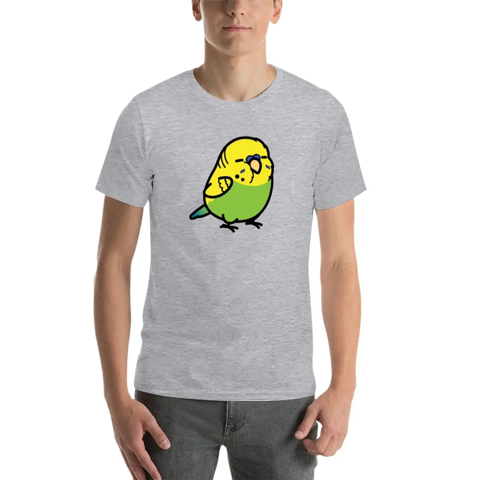 Chubby Green English Budgie - Male T-Shirt aesthetic clothes T-shirt for a boy anime clothes Men's t-shirts