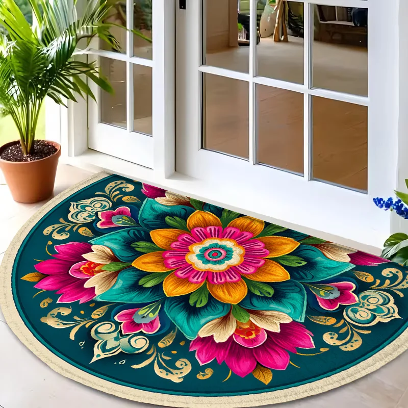 Abstract Green Geometric Doormat Modern Minimalist Pattern Non Slip Entry Rug For Entryway Hallway And Nordic Home Decor