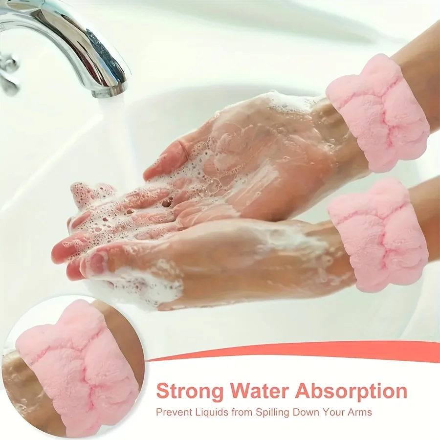 Conjunto de 3 peças de tiara decorativa de caracol de veludo coral e toalha de pulso absorvente adequada para banho, com elástico antiderrapante