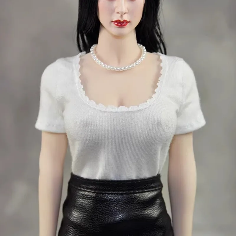

1/6 Scale Simple White Short Sleeved Shirt T-shirt Clothes Model for 12" Female Doll Tbleague Phicen Body
