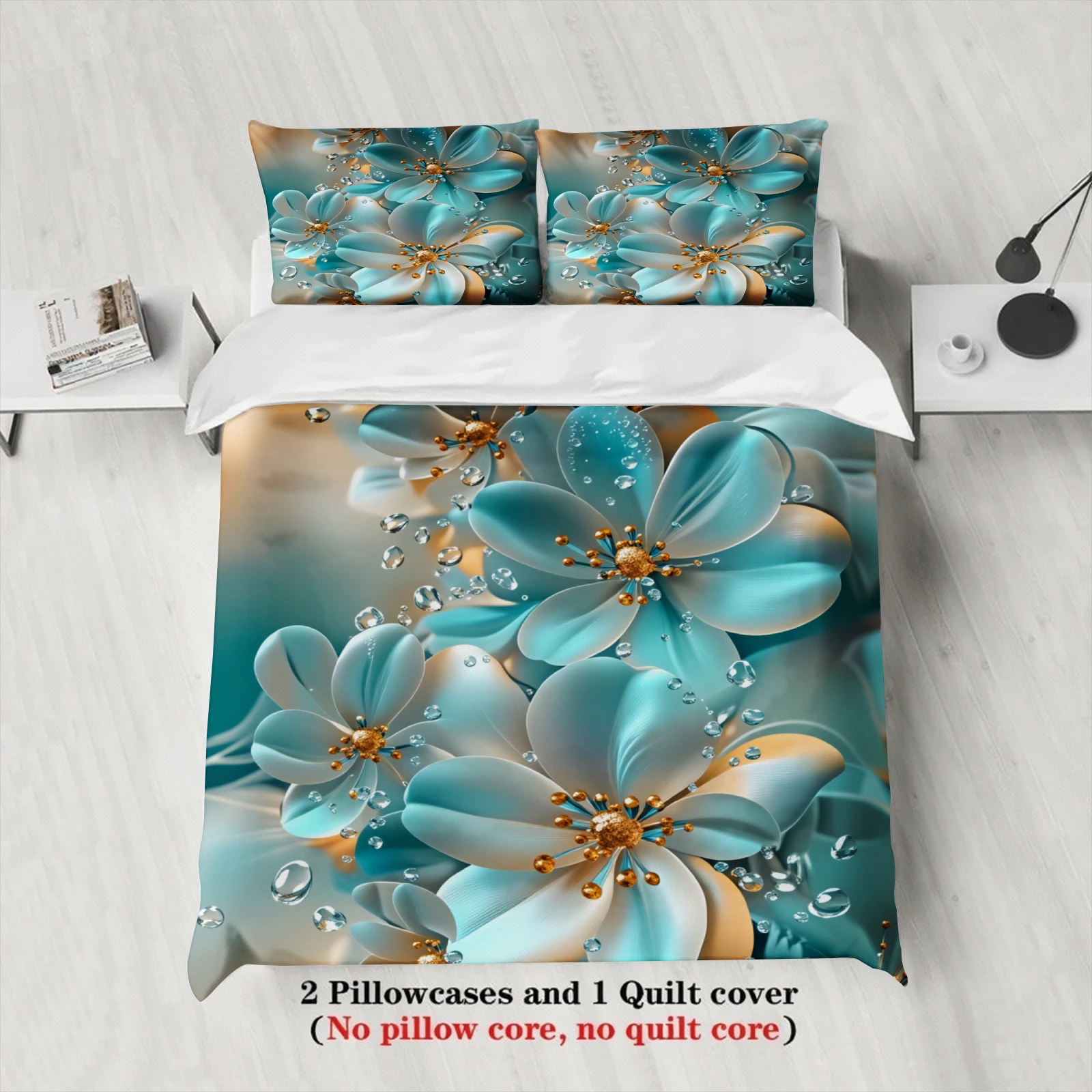 Floral Bedding Sets Comforter Not Included 3D Printed Droplet Luxury 3pcs Queen King Full Size Duvet Covet With 2Pillowcases