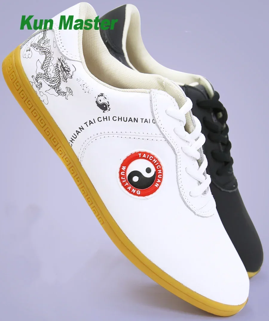 Genuine Leather Kung Fu Tai Chi Shoes Martial Art Shoes Sneakers Soft Cowhide Wear Resistant Free Flexible Sole Men Women 2022