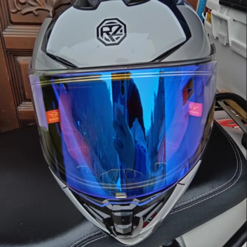 ORZ 966 Visiera per lenti per casco Accessori di ricambio per casco Specchio fantasia di colore marrone placcato argento trasparente