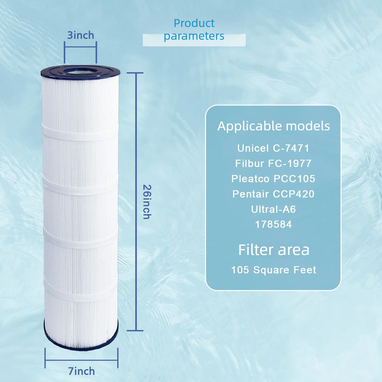Pool Filter for Clean and Clear Plus 420 CCP420 PCC105-PAK4 R173576 for Unicel C-7471 817-0106 Swimming Spa Pool Fliter