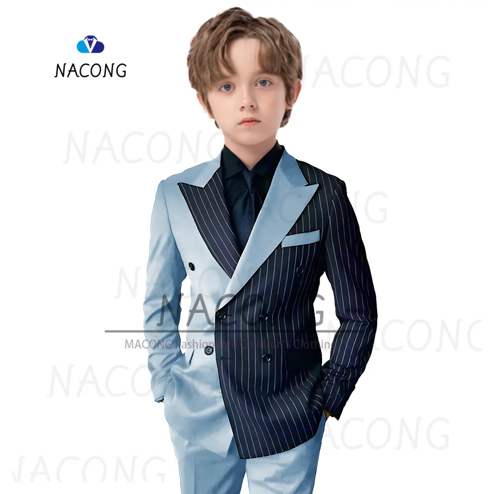 Boys Suit Striped Splicing Slim Suit Wedding Dress Party 2-piece Blazer for KIds