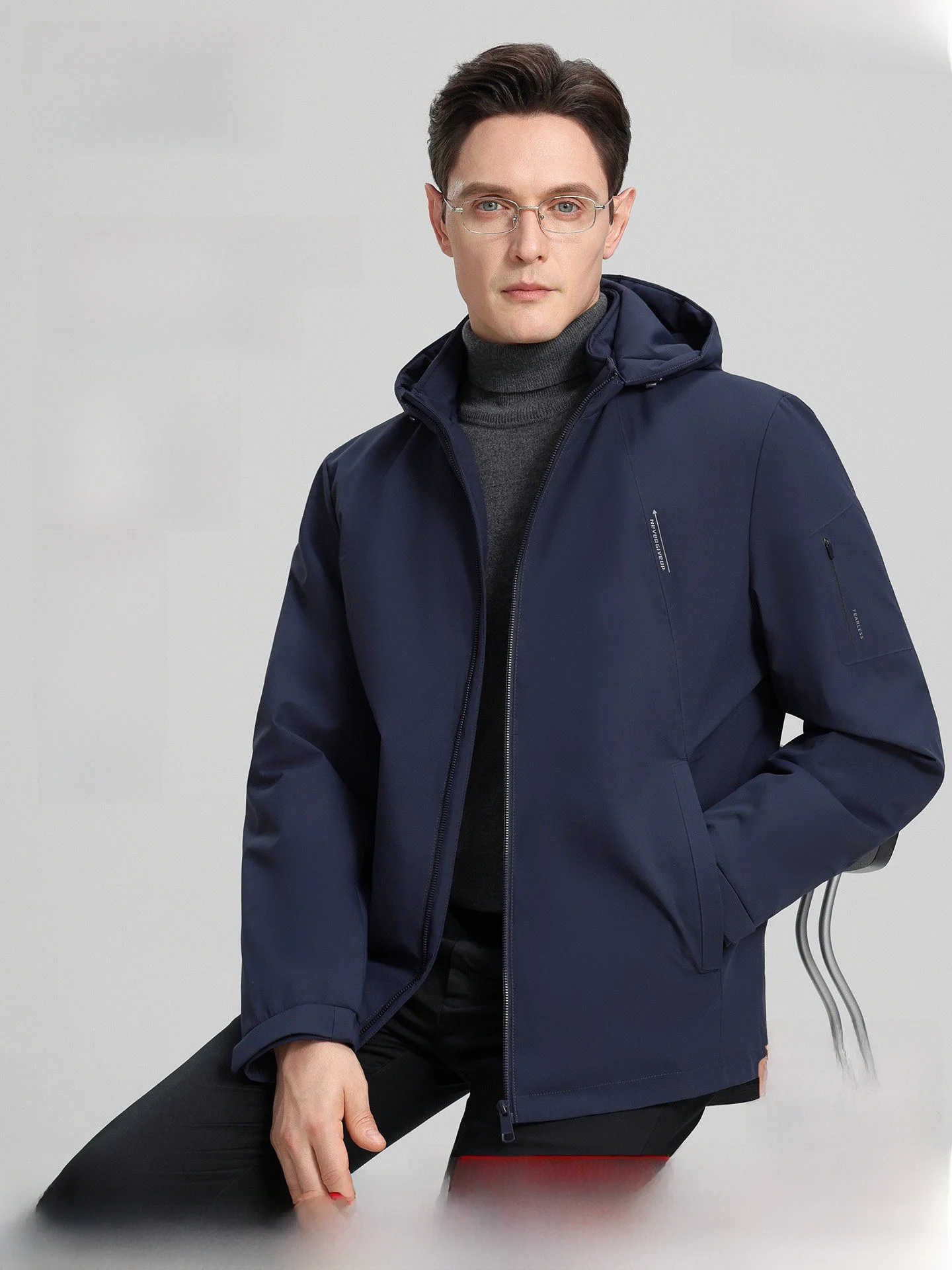 Men's Outdoor Casual Warmth Duck down Jacket Quilted Coat Hooded Zipper Closure Fashionable Urban Style Polyester Fiber