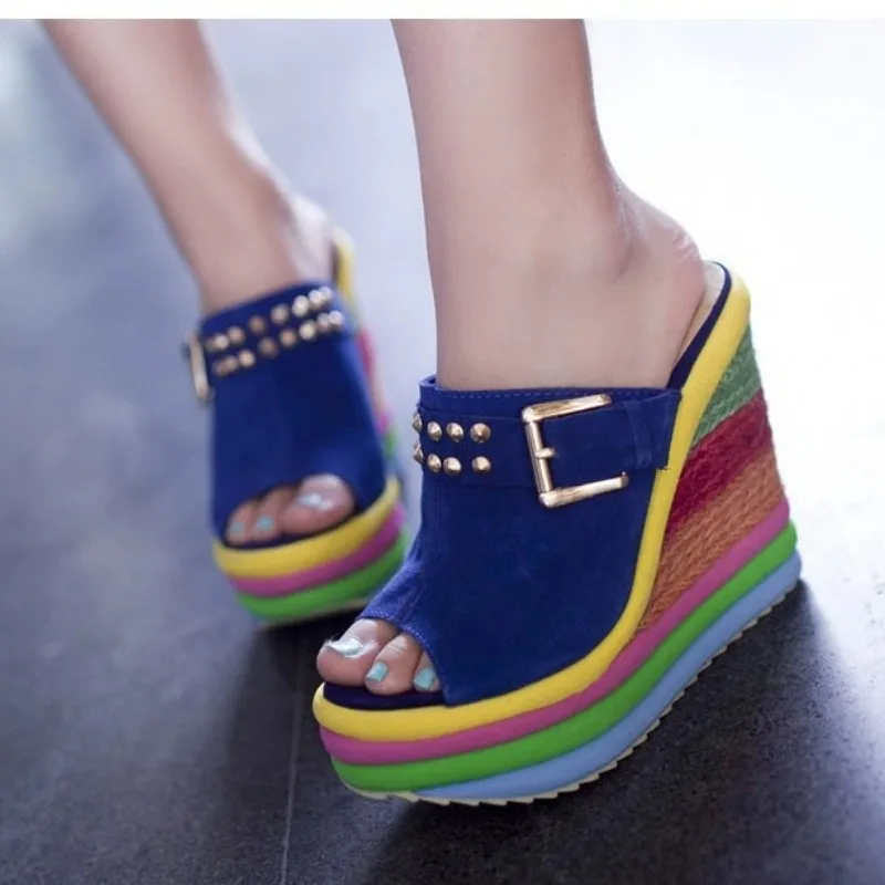 Women Shoes 33-43 Plus Size Summer 2024 Fashion Ladies Platform Fashion Colorful Wedges High Heels Casual Party Roman Sandals