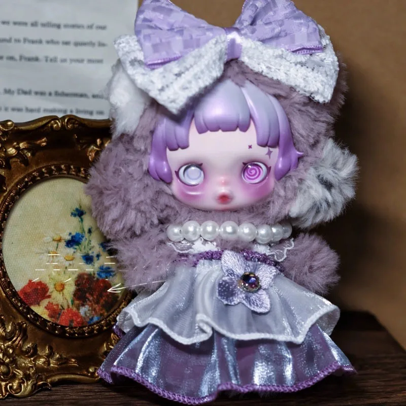 10 cm Mini-Puppe für Skullpanda V3 Kleidung You Found Me Series Ratty Bear Lila Kleid Ersatzpuppe Outfit Zubehör Geschenke