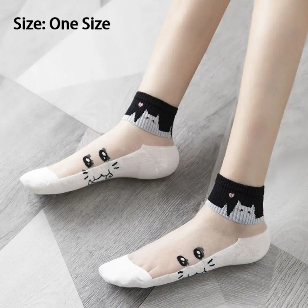 5Pairs موضة تنفس أبيض وأسود القط الجوارب امتصاص العرق رائحة برهان الجوارب القصيرة مقاومة للاهتراء جوارب رياضية