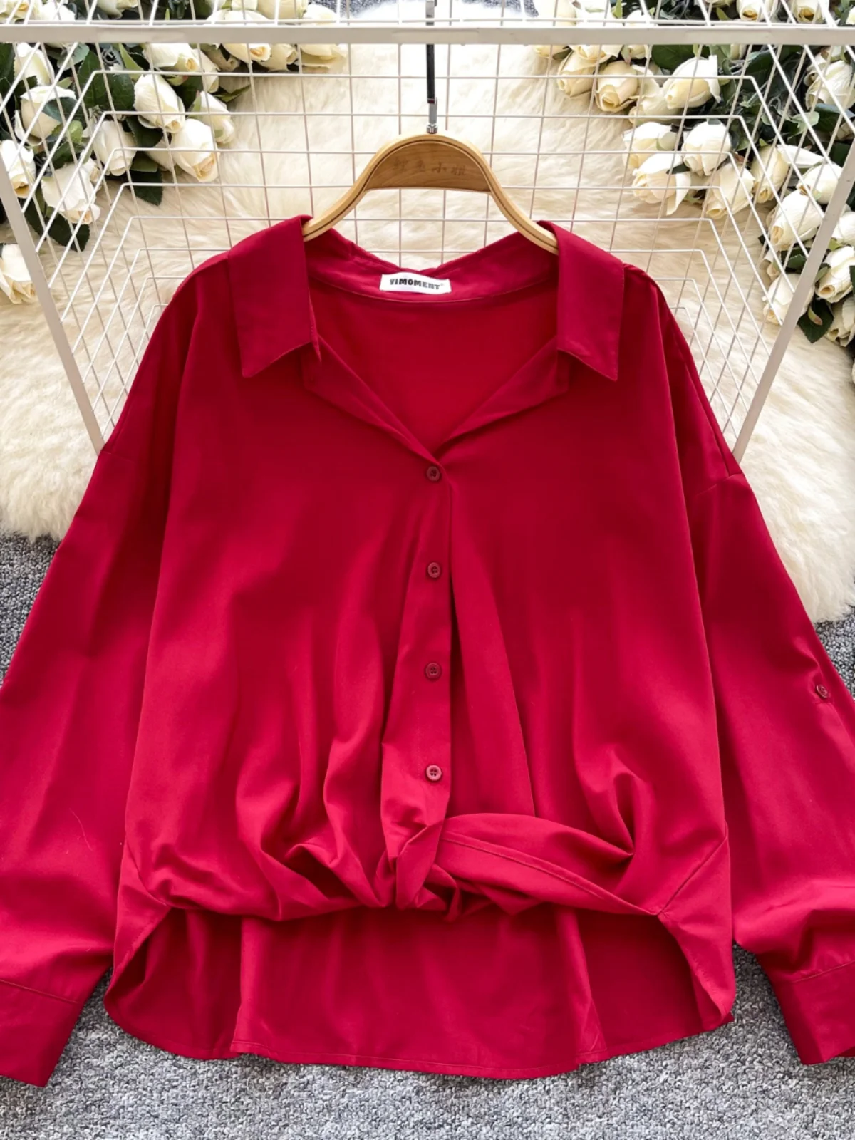 mat Kleur Lang Sve irt Dames Los Vlees Verhullend Ontwerp Ele Woon-werkverkeer Casual Top Polyestervezel