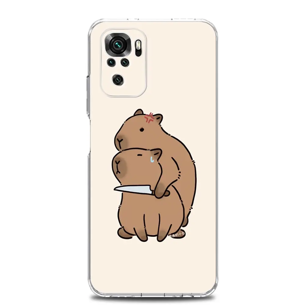 Cartoon Capybara Phone Case For Xiaomi Redmi Note 13 12 5G 9S 9 8 10 11 Pro Plus 4G 9T 13C 12C10C 9C 9A 7 Clear Cover