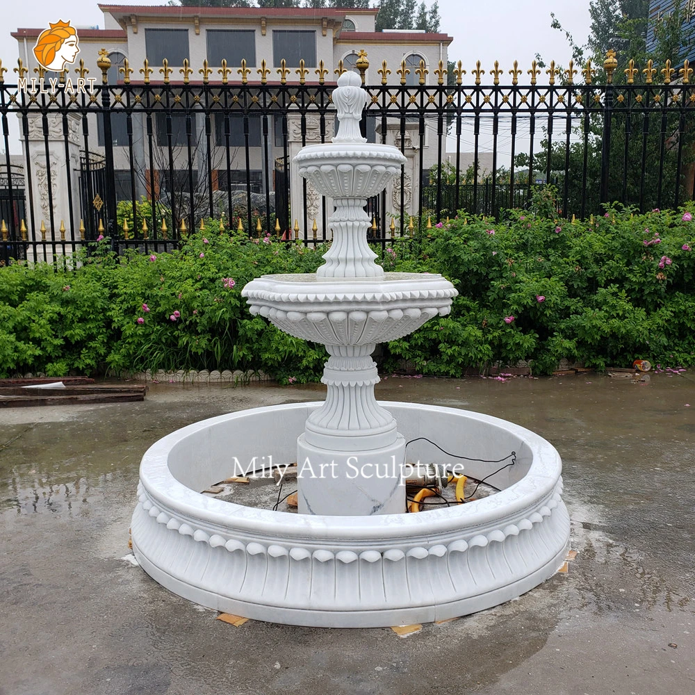 نافورة مياه رخامية للحديقة على الطراز الأوروبي في الهواء الطلق للبيع