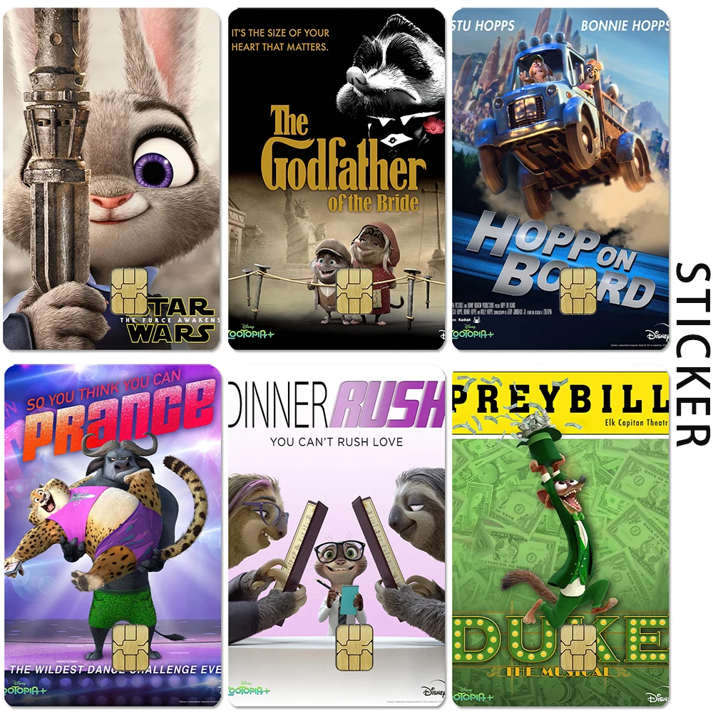 

2025 анимационный фильм Zootopia 2 наклейки на кожу кредитной карты HD Nick Wilde Judith для банковской карты, автобуса, метро, карты, наклейка, подарок