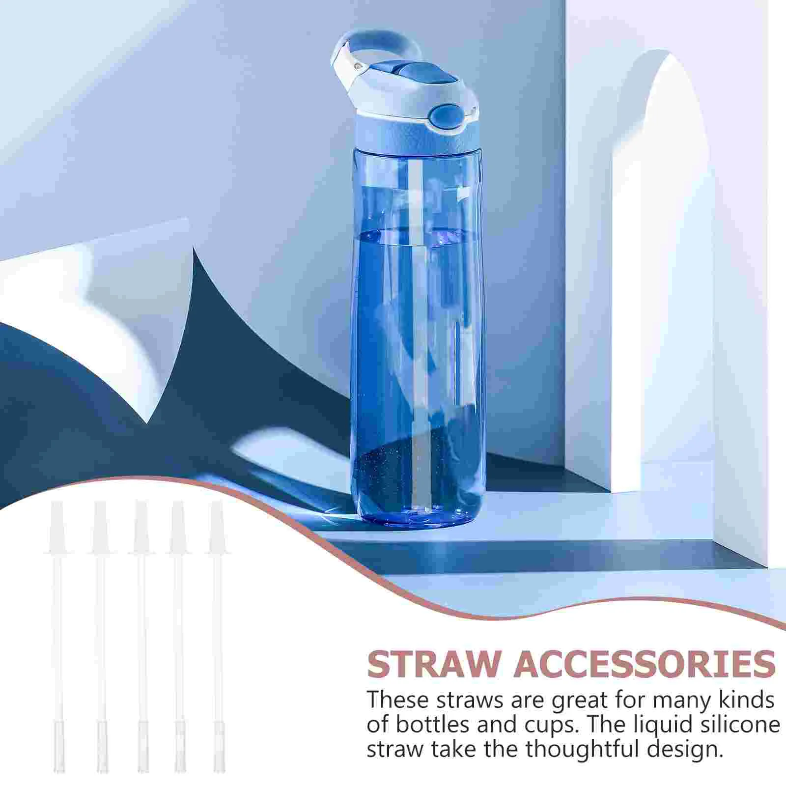 5 Sets Straw Pot Belly Cup Straws Reusable Dishwasher Safe Silica Gel Convenient Water Bottle