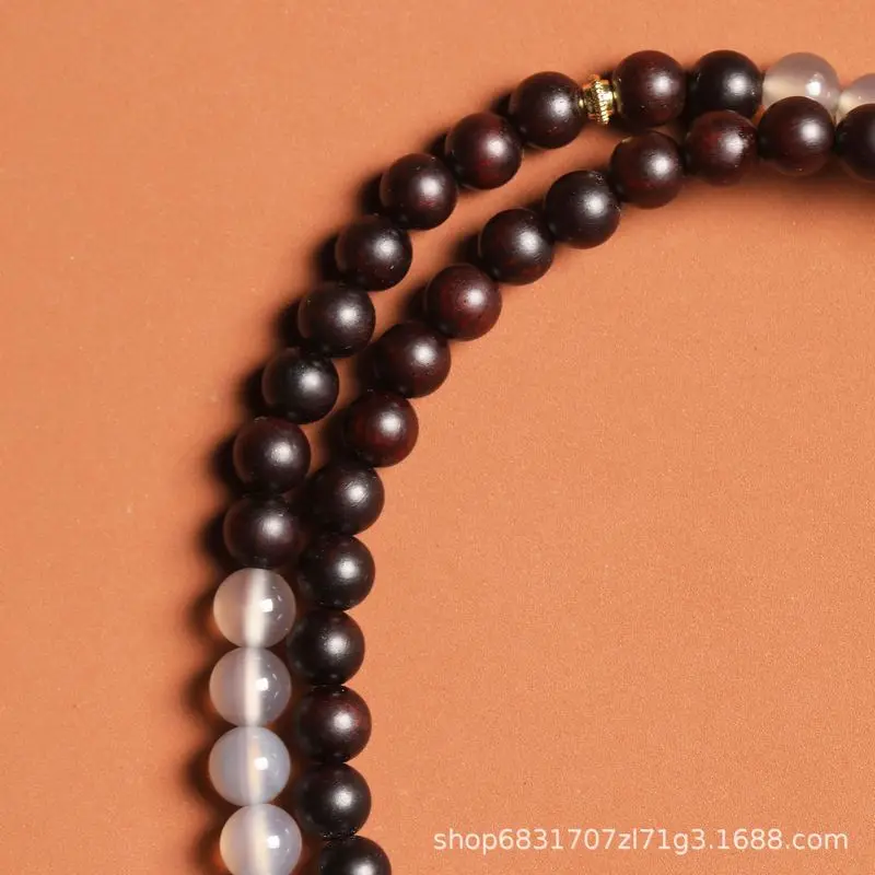 Indian - , small-leaf rosewood and gray agate double-loop , artistic retro bracelet