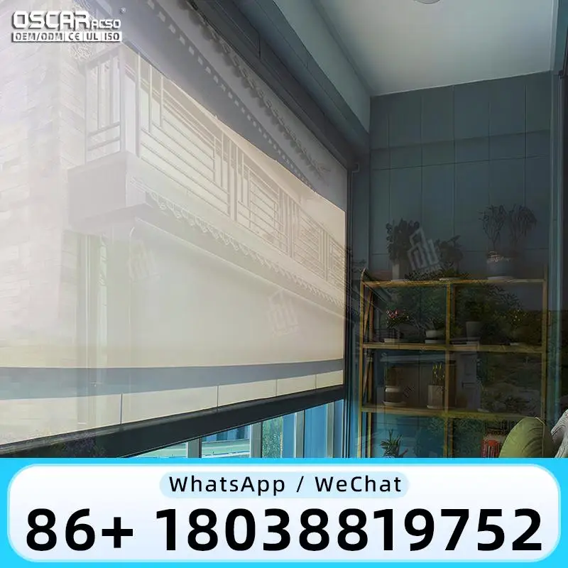 Summer Outdoor Pull Down Uv Rated Zip Roller Blinds Waterproof Manual Cordless for Patio Privacy Rolling shutter