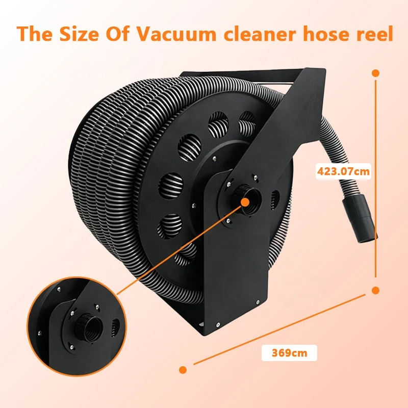 Wall Mounted Retractable Vacuum Hose Reel, 30ft Extension Hose, 1-1/4