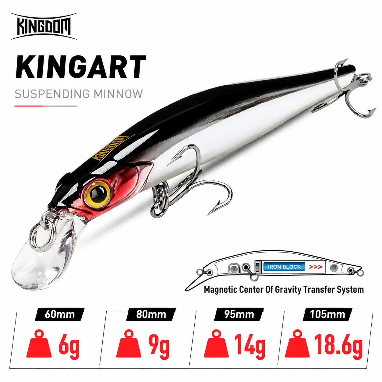 Kingdom Sinking Minnow Salzwasser-Angelköder, Kurbelköder, harte Köder, gute Aktion, Wobbler, künstlicher Forellenköder für Wolfsbarsch