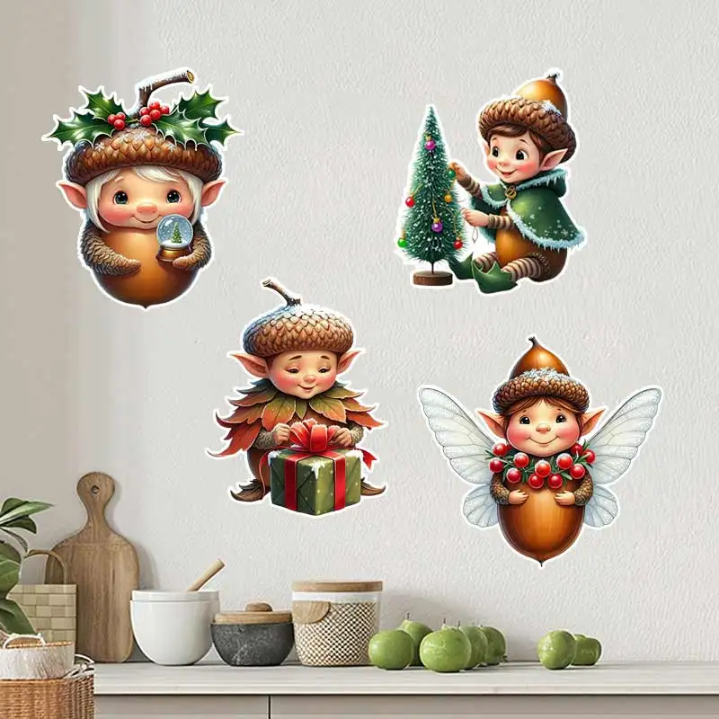 

Acorn Elf Christmas Wall Sticker Kids Room Decoration Mural Self-adhesive Bedroom Home Wallpaper Nursery Decor Decals M1451