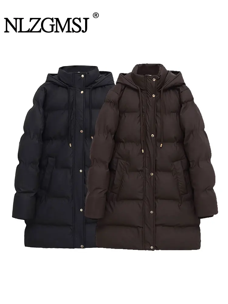 

NLZGMSJ осенне-зимние женские куртки, утепленные уличные парки большого размера с длинными рукавами и карманами, модные женские пальто 2025 года