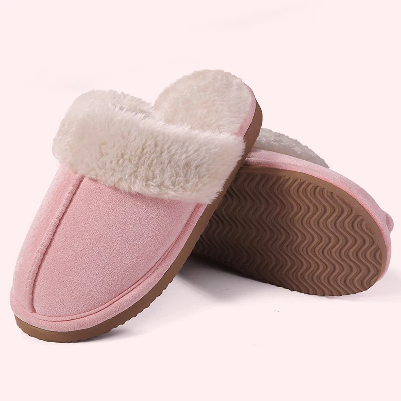 Kidmi Women\'s Fuzzy Slippers Winter Fluffy House Shoes Indoor and Outdoor Soft Memory Foam Slippers Women Antiskid Flat Slippers