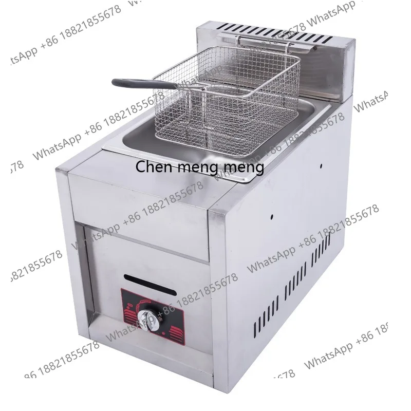 

Commercial gas fryer Large capacity fried chicken chops Single cylinder Single sieve Smoke window type fryer