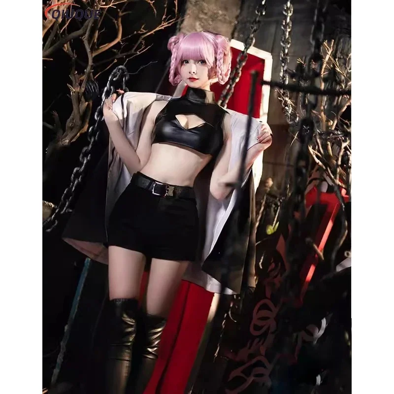 Nanakusa Nazuna Cosplay Call Of The Night Costume Wig Yofukashi No Uta Black Cloak Jacket Leather Vest Shorts Women Outfit
