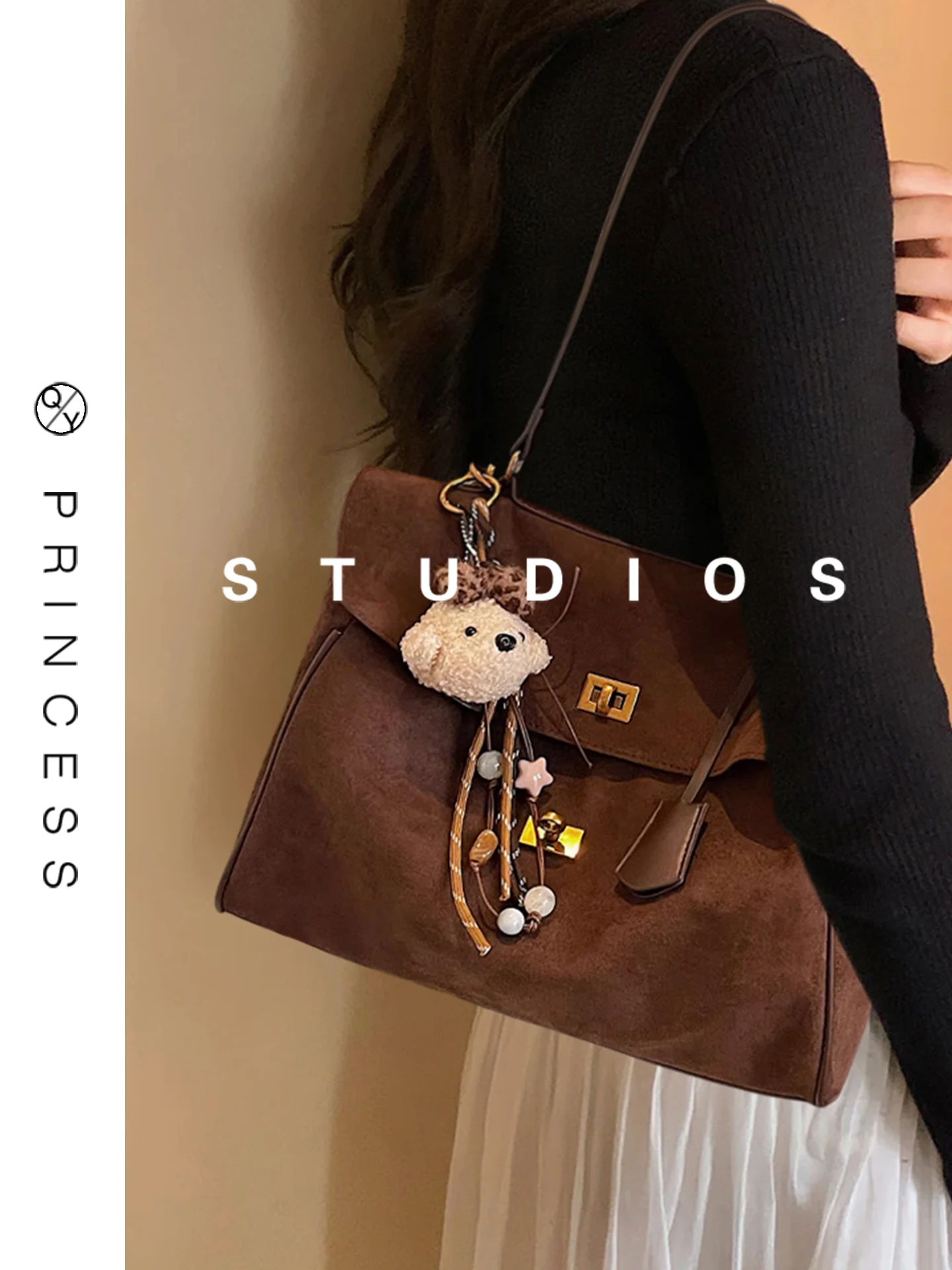 

Женская замшевая сумка через плечо большой вместимости, модная повседневная сумка-тоут с мягкой ручкой для ежедневного использования