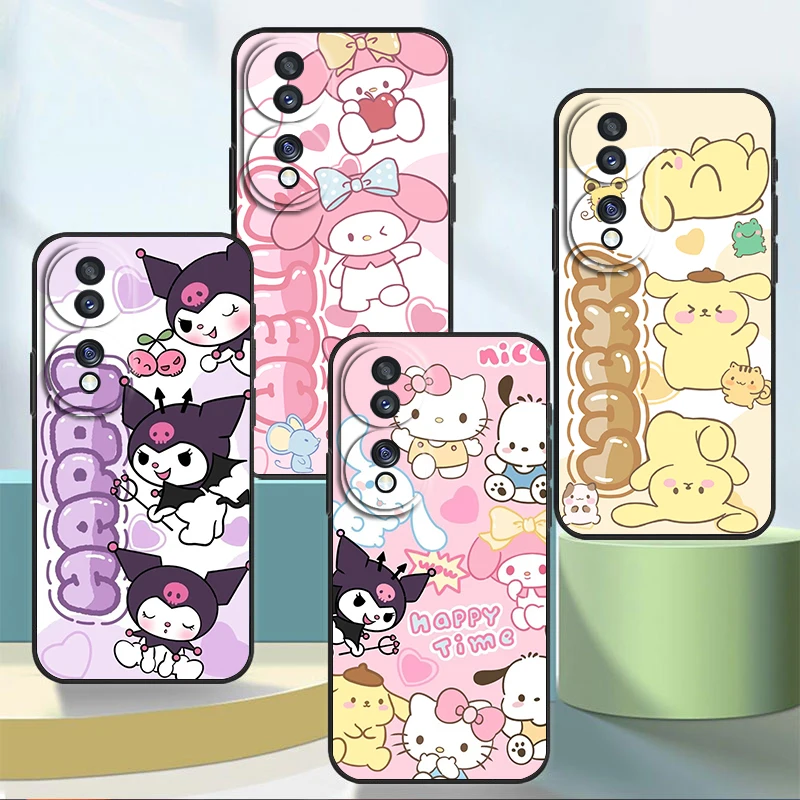 Melody Love Kuromi для Honor 80 70 60 50 30 20 20 10 9 9X 9A 9C X8 8A Pro Plus Lite 4G 5G силиконовый черный телефонный чехол
