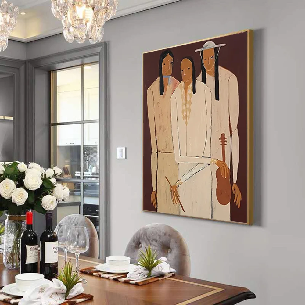 Large Abstract Canvas Mural Hand-Painted character Oil Painting Colored Latest Design Wall Art Picture Decor Home Living Room