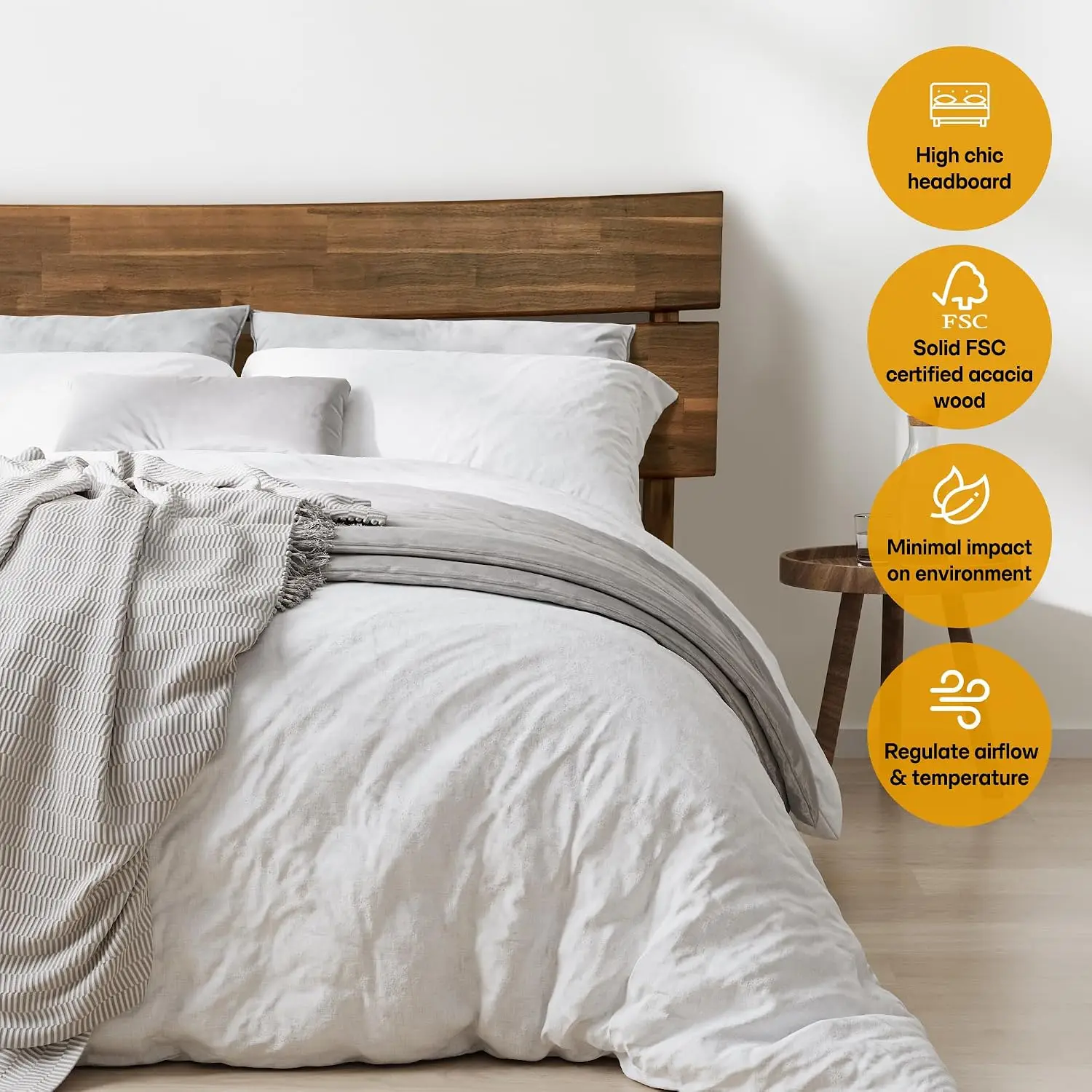 Solid Wood Platform Bed Queen Headboard Easy Assembly No Box Spring 800 Lbs All Mattress Slats Walnut, Customized image 3